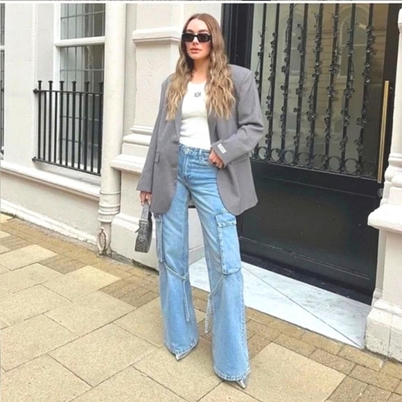 ZARA CARGO JEANS BLUE SIZE 12 - Picture 3 of 13